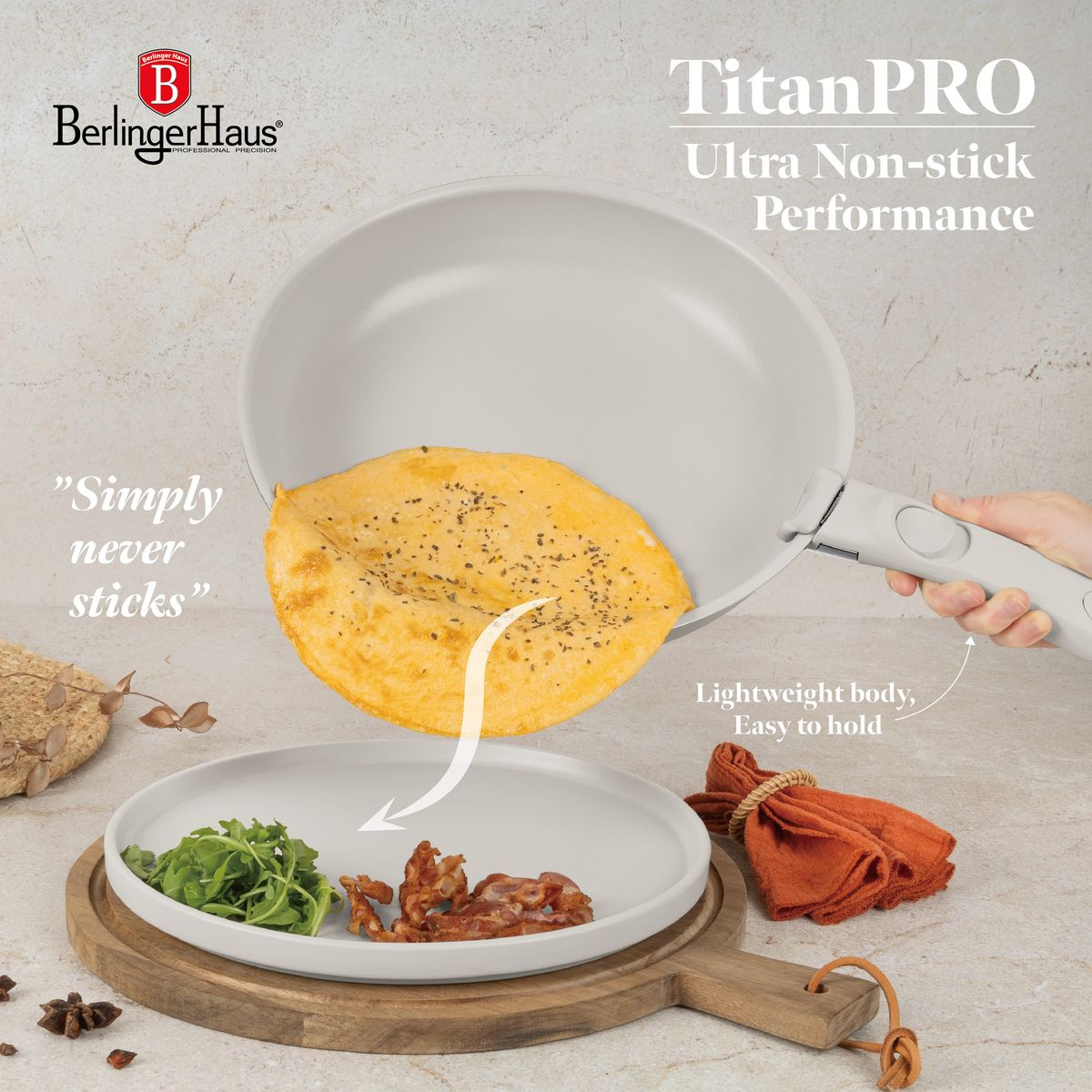 Berlinger Haus 10-Piece Titan Pro Non Stick Coating Oven Safe Cookware Set - Sahara