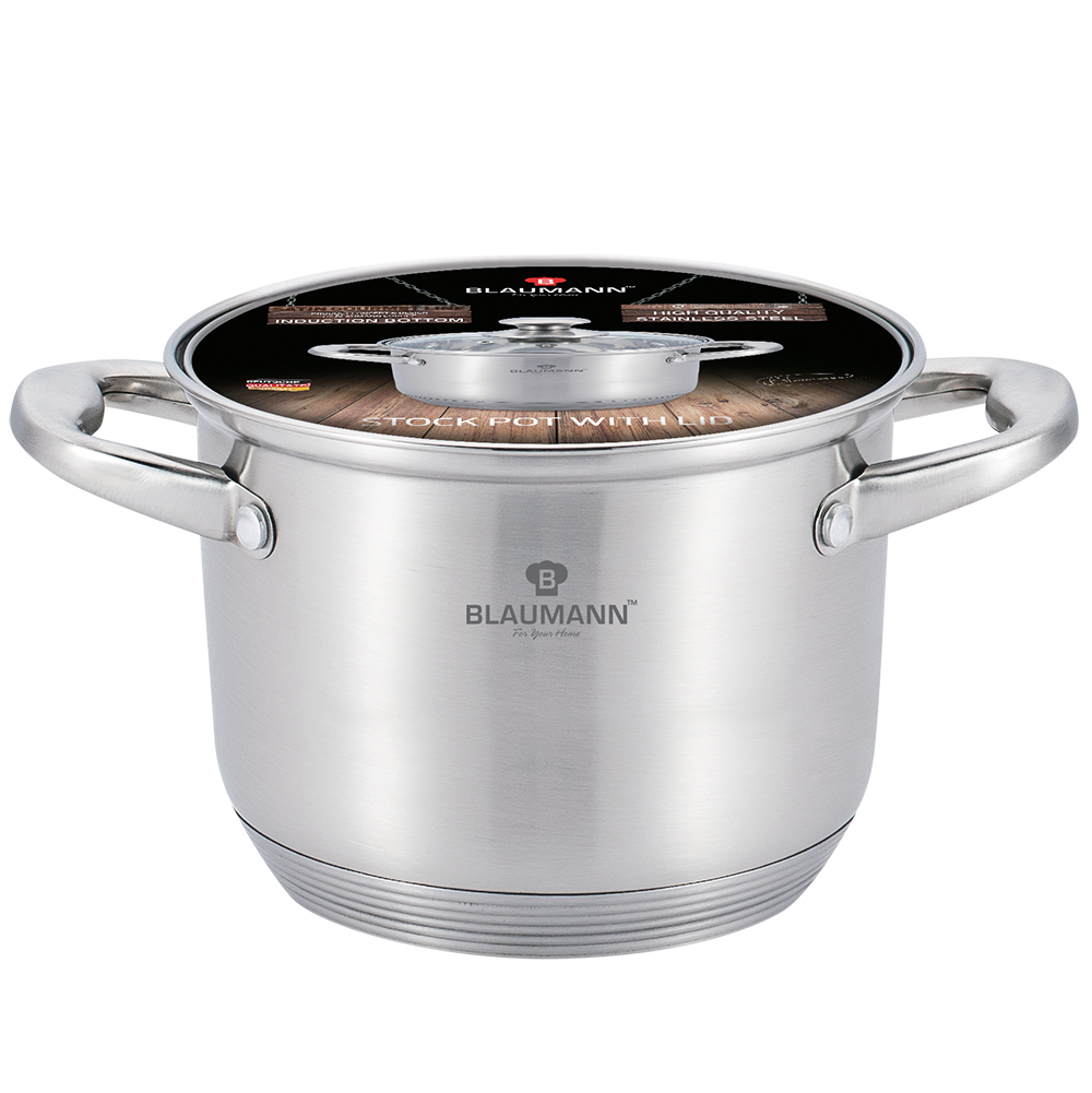 Blaumann 15.5L Stainless Steel Stock Pot - Satin Gourmet Line