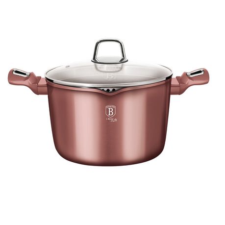 Berlinger Haus 24cm Marble Coating Pasta Pot with Lid - i-Rose Edition