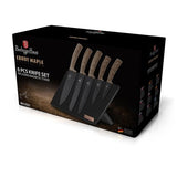 Berlinger Haus 6-Piece Non-Stick Coating Knife Set with Stand - Light Brown