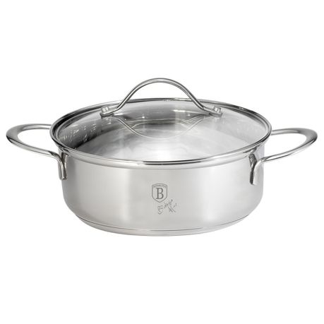 Berlinger Haus 32cm Stainless Steel Shallow Pot with Lid - Silver Jewellery