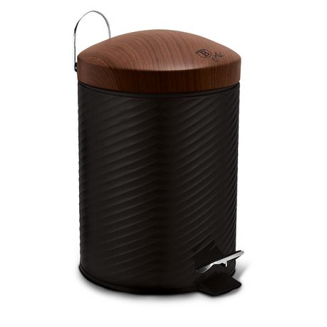 Berlinger Haus 12 Litre Stainless Steel Premium Pedal Bin - Black Wooden Pattern