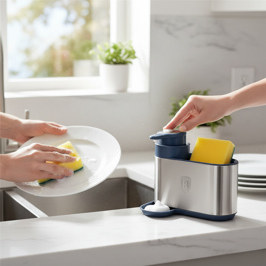 Berlinger Haus Soap Dispenser with Sponge Holder – Deep Sea