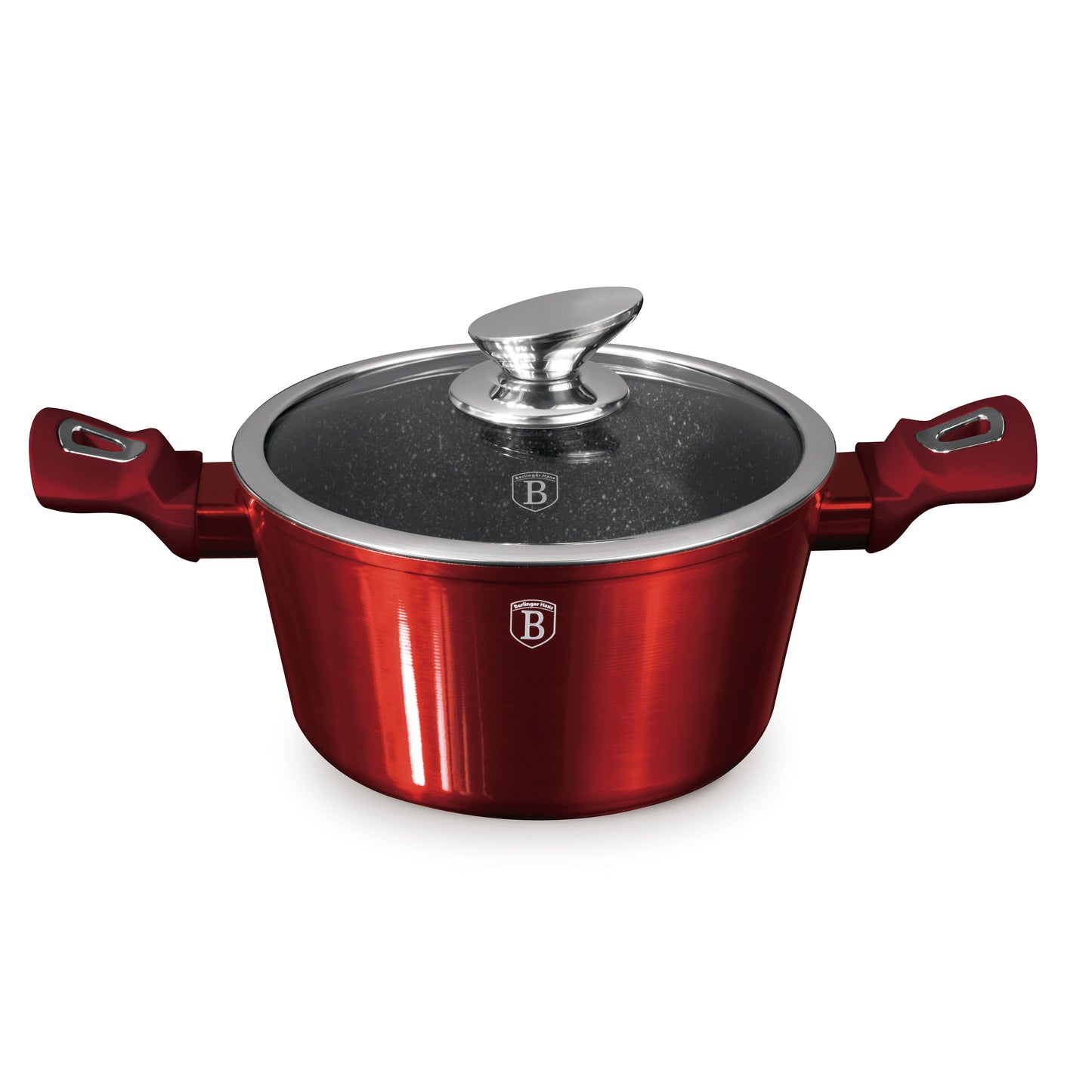 Berlinger Haus 20cm Marble Coating Non-Stick Casserole – Burgundy Metallic