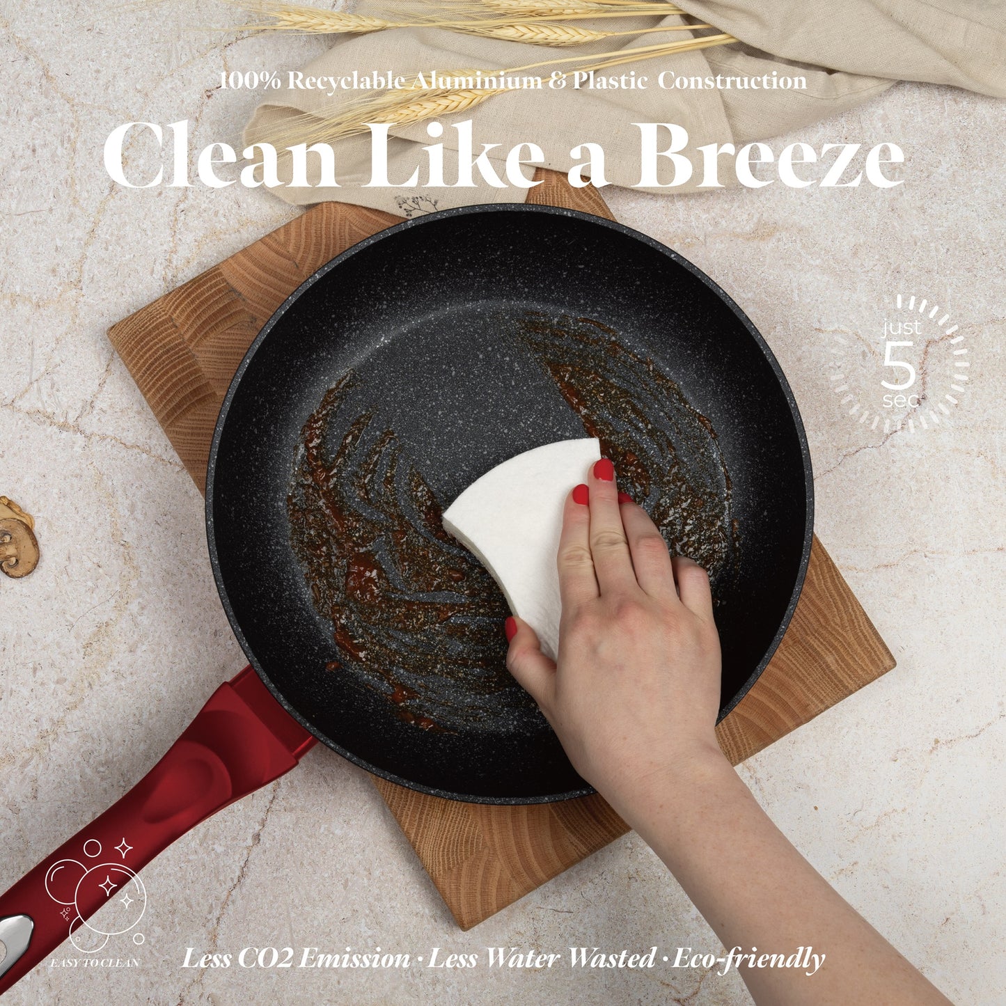 Berlinger Haus 3-Piece Marble Coating Fry Pan Set - Burgundy Metallic
