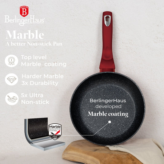 Berlinger Haus 3-Piece Marble Coating Fry Pan Set - Burgundy Metallic