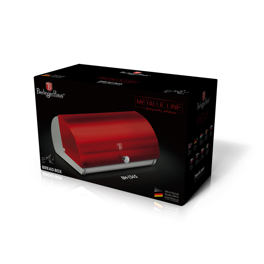 Berlinger Haus 38cm Premium Bread Box - Burgundy Metallic