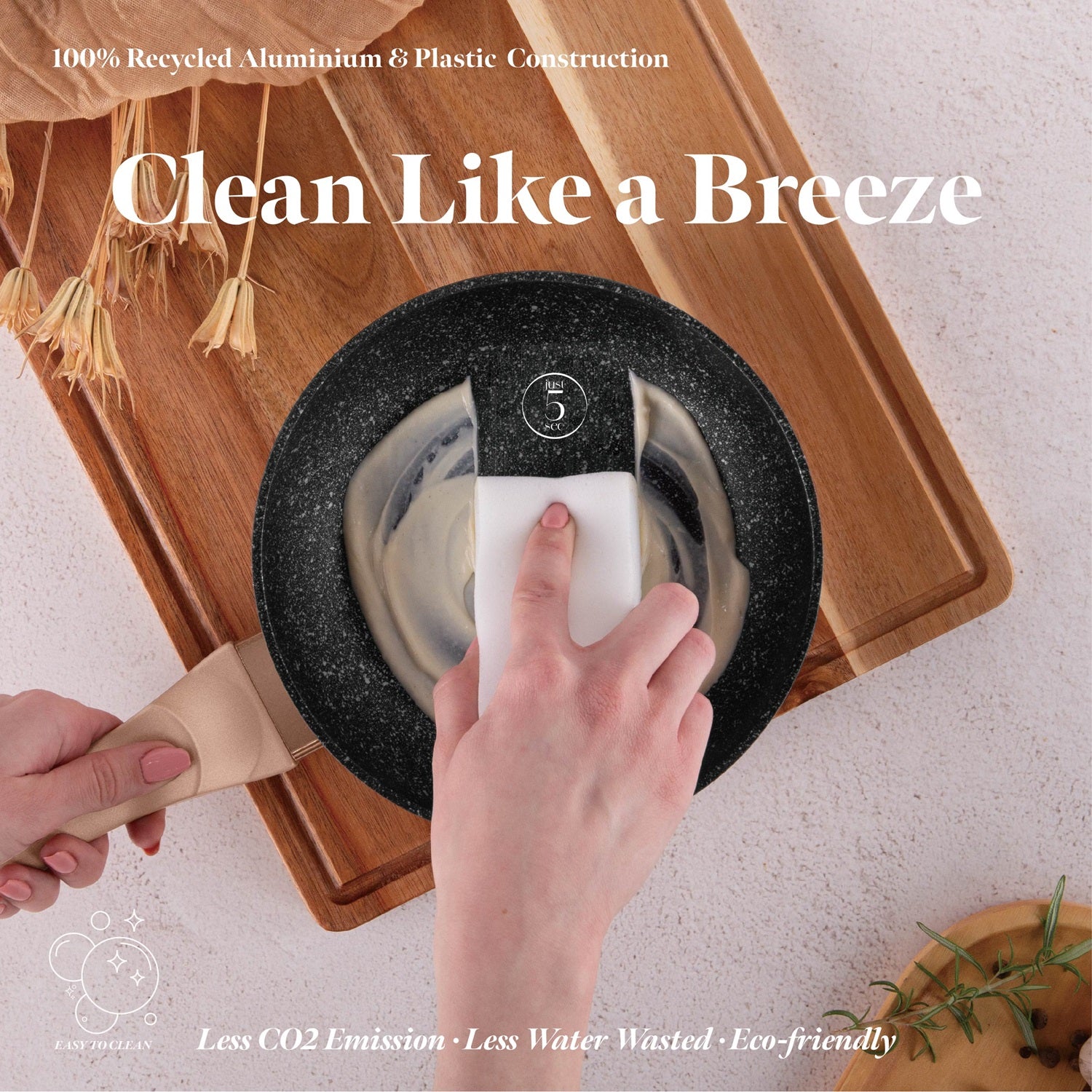 Belinger Haus 20cm Marble Coating Fry Pan - Rose gold