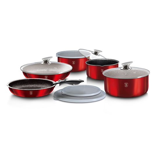 Berlinger Haus 12-Piece Marble Coating Cookware Set - Burgundy Metallic