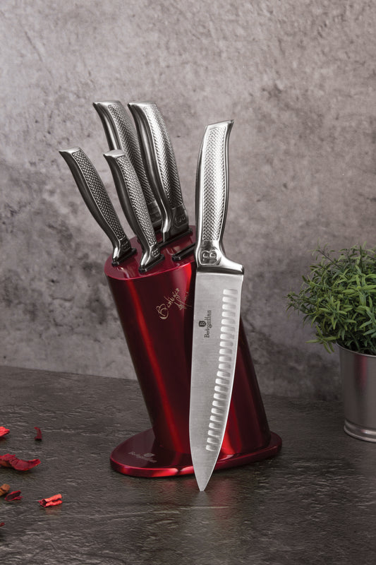 Berlinger Haus 6-Piece Stainless Steel Knife Set - Burgundy Metallic