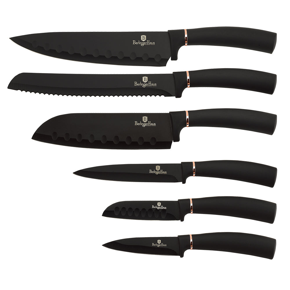 Berlinger Haus 6-Piece S/S Non-Stick Coating Knife Set - Black Rose