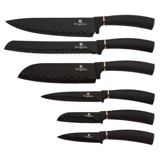 Berlinger Haus 6-Piece S/S Non-Stick Coating Knife Set - Black Rose