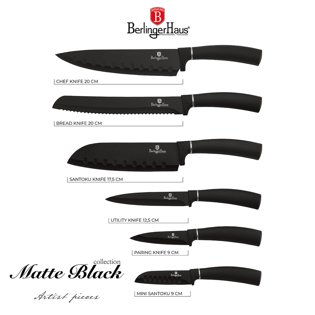 Berlinger Haus 6-Piece Stainless Steel Knife Set - Black Silver