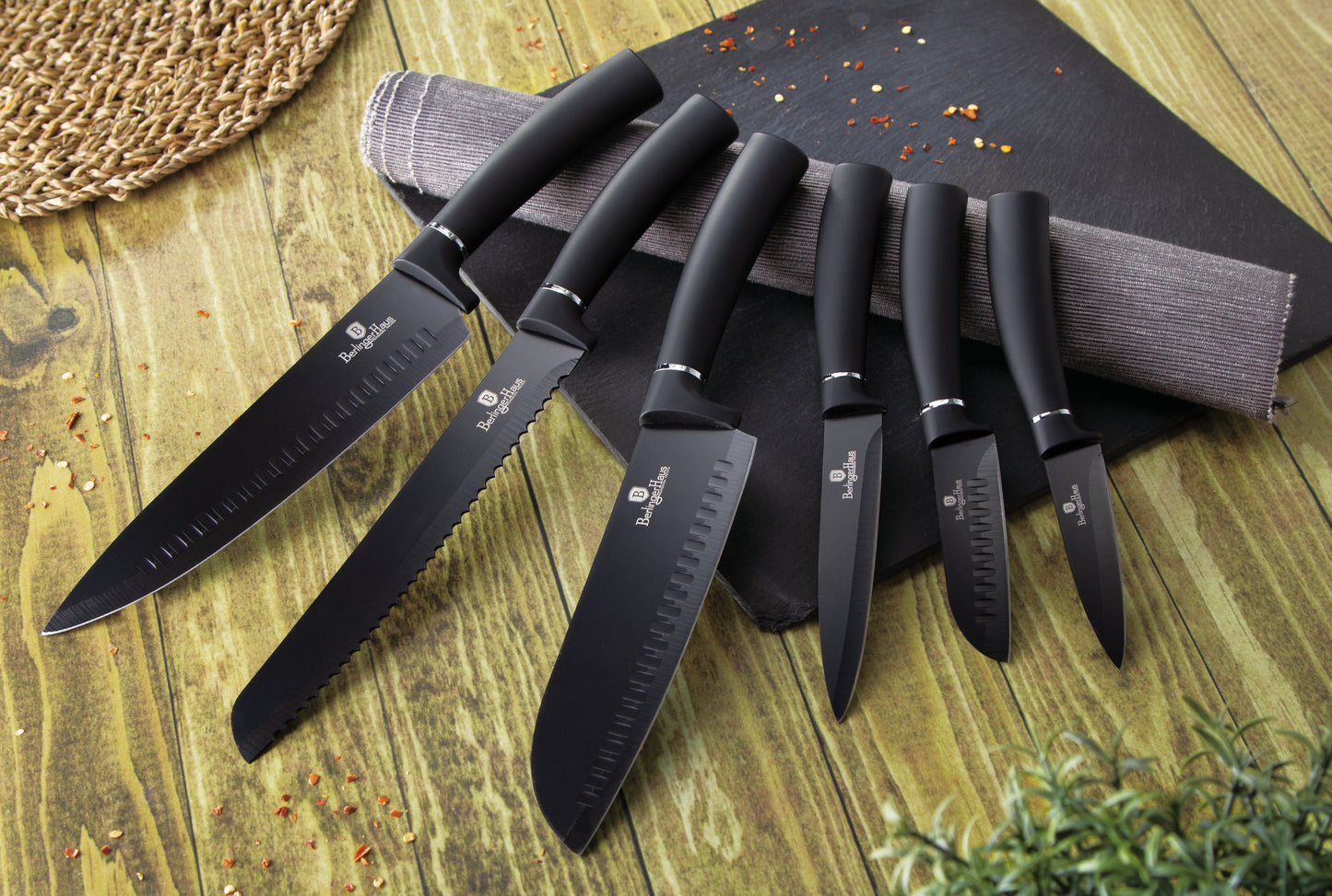 Berlinger Haus 6-Piece Stainless Steel Knife Set - Black Silver