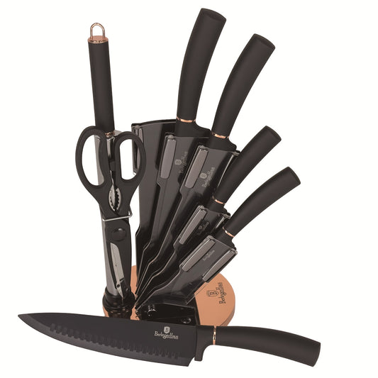 Berlinger Haus 8-Piece Knife Set with Acrylic Stand – Black Rose