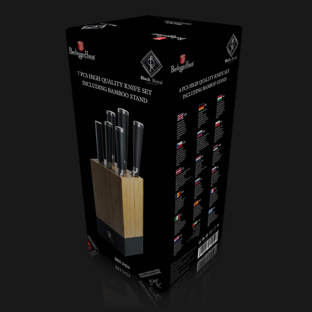 Berlinger Haus 7-Piece Knife Set with Bamboo Stand - Royal Black