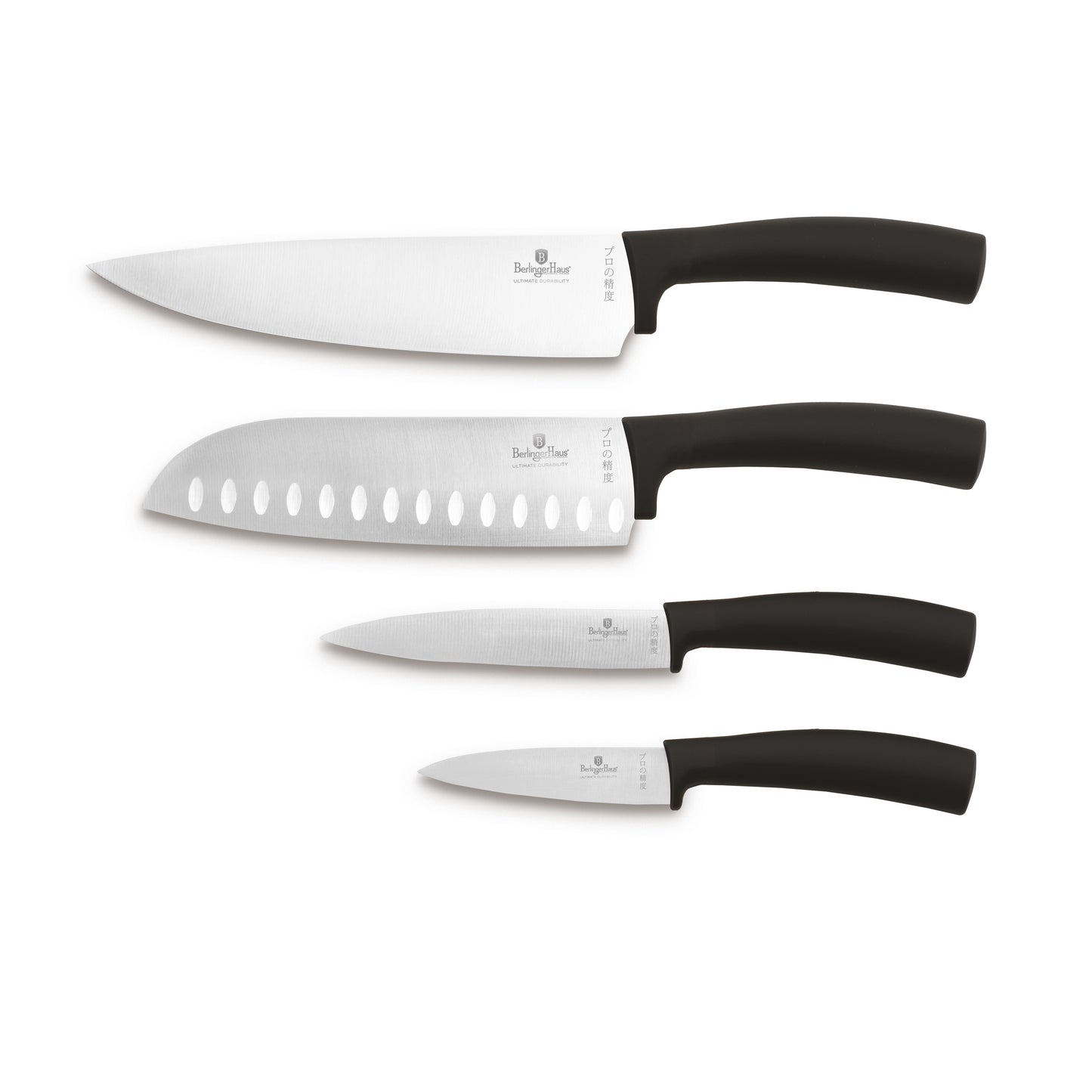 Berlinger Haus 4-Piece Stainless Steel Knife Set - Black