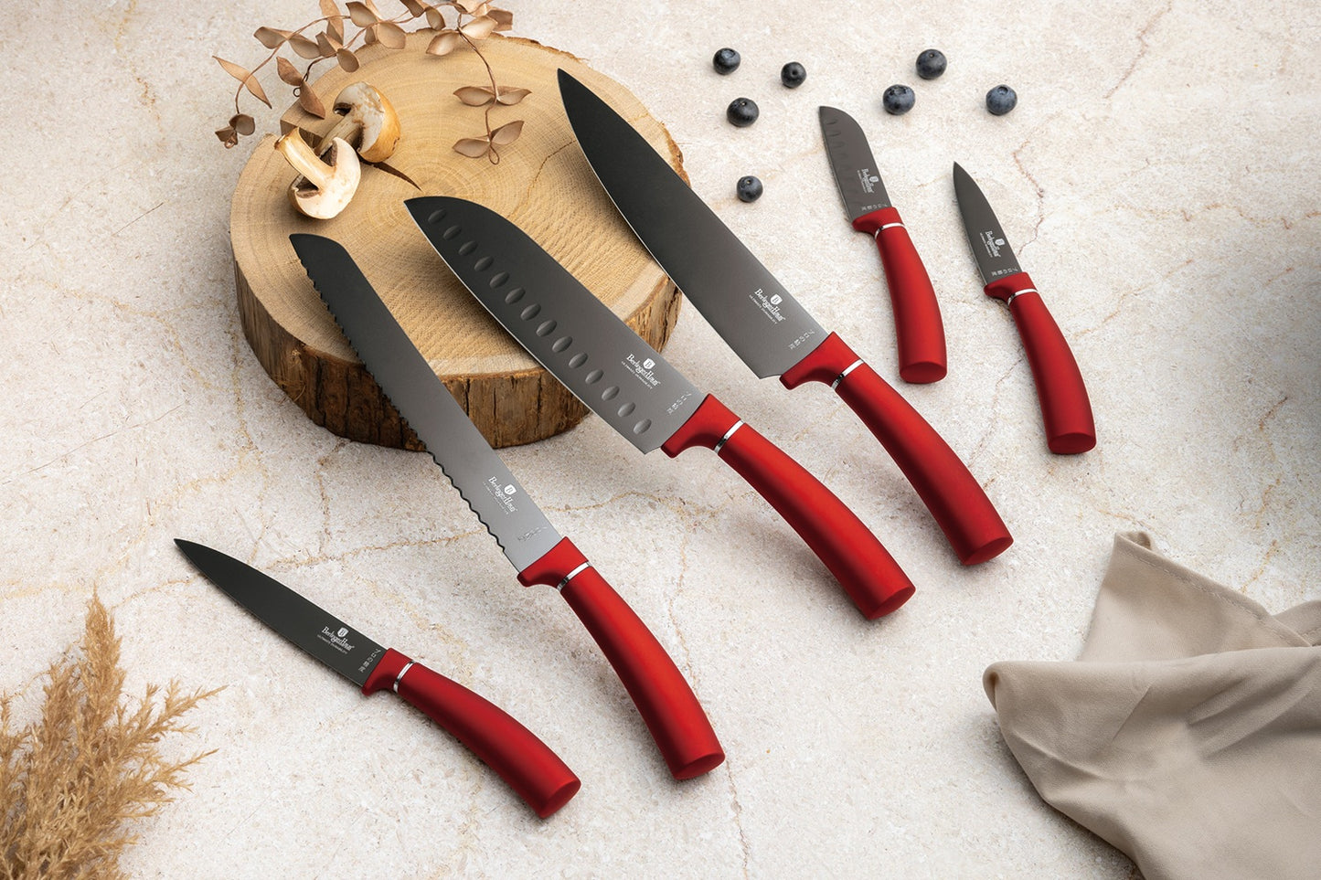 Berlinger Haus 6-Piece Stainless Steel Knife Set – Burgundy Metallic