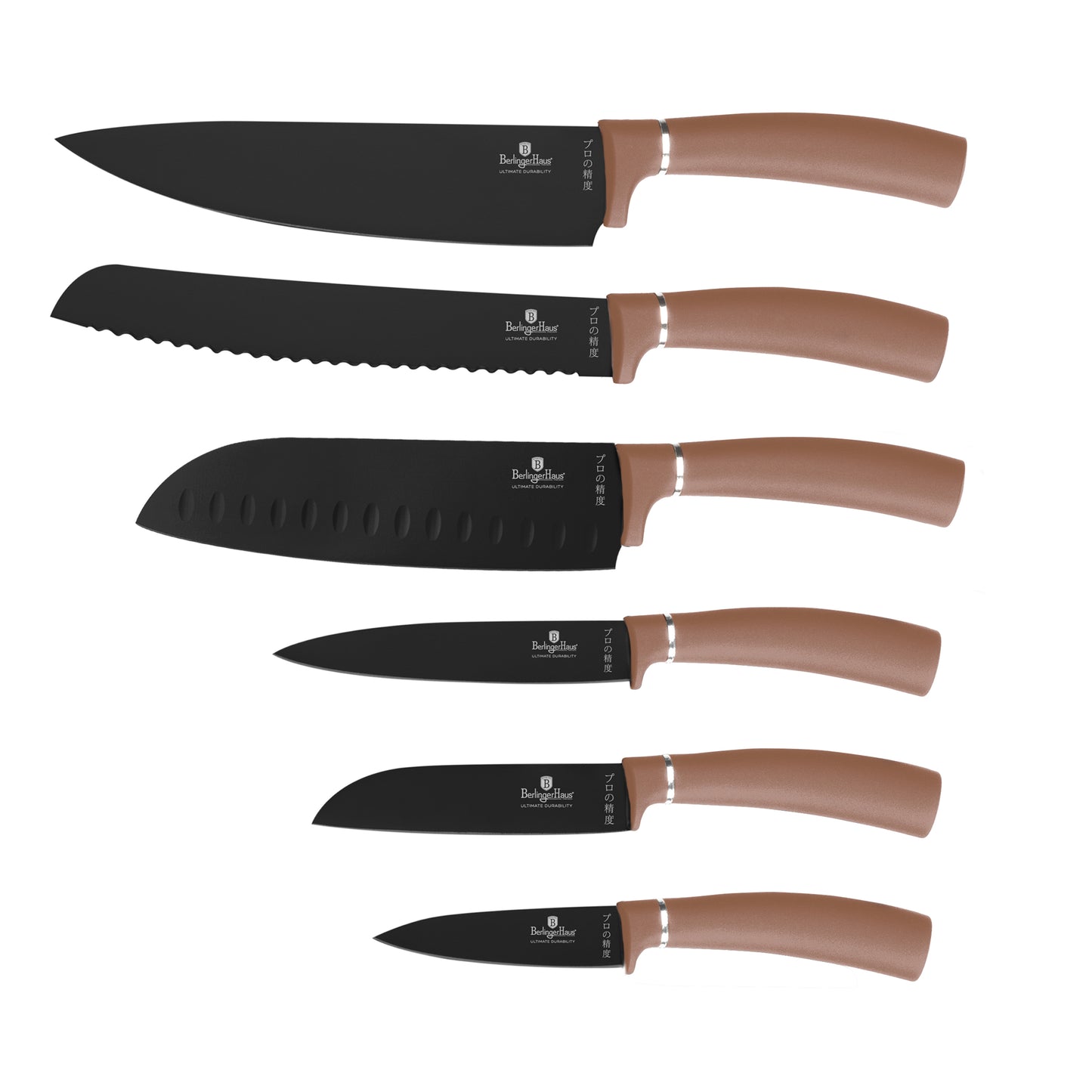 Berlinger Haus 6-Piece Stainless Steel Knife Set – Rose Gold