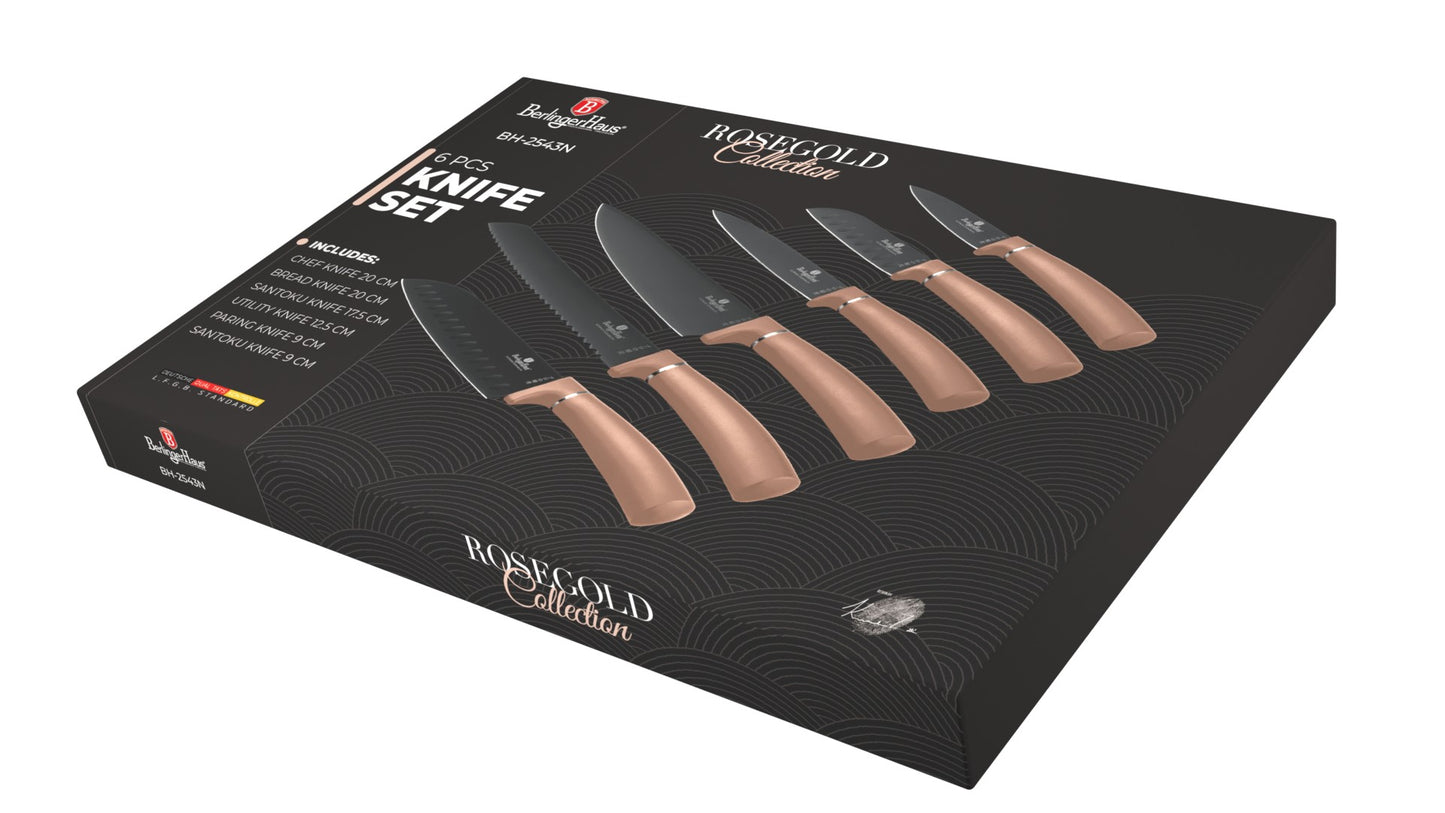 Berlinger Haus 6-Piece Stainless Steel Knife Set – Rose Gold