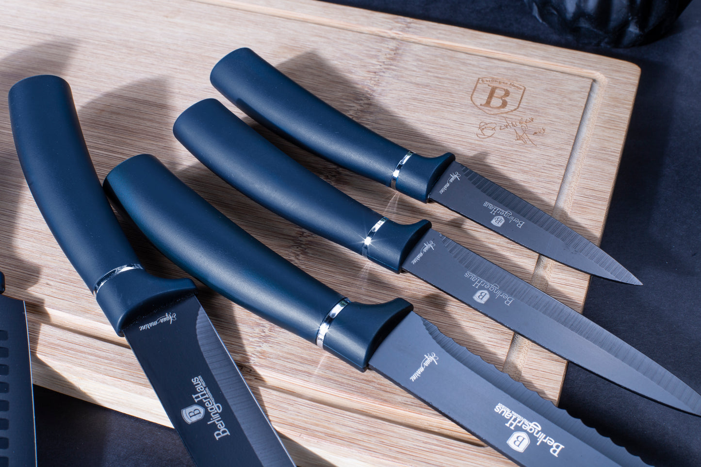 Berlinger Haus 6 Piece Knife Set with Bamboo Cutting Board Aquamarine