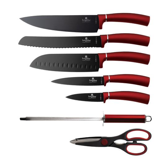 Berlinger Haus 8-Piece Stainless Steel Knife Set - Burgundy Metallic