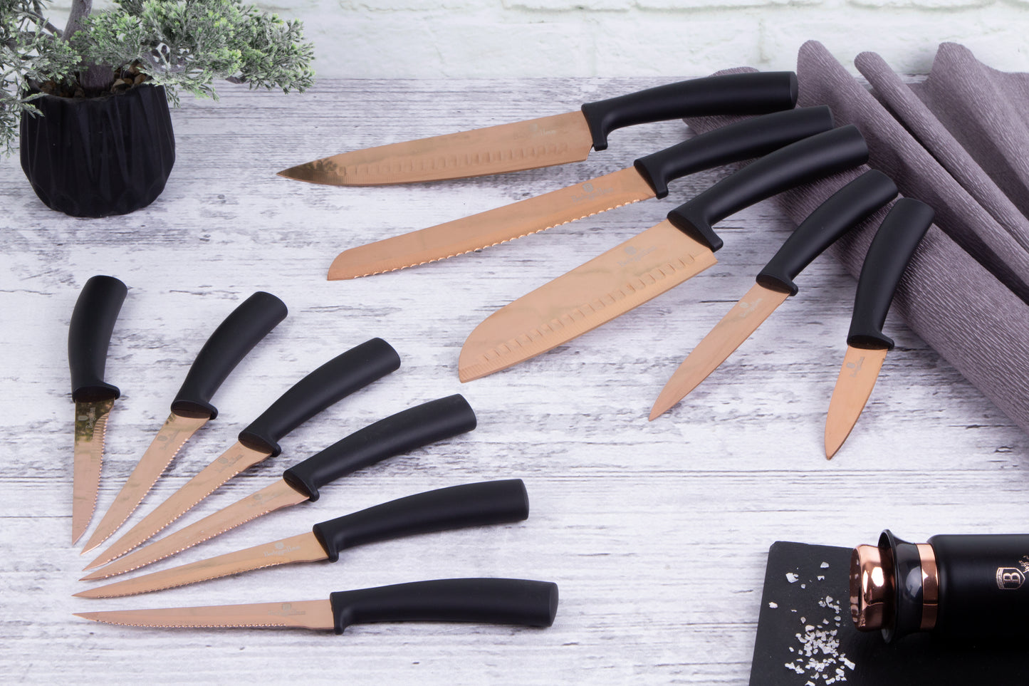 Berlinger Haus 11-Piece Knife Set – Rose Gold Metallic Line