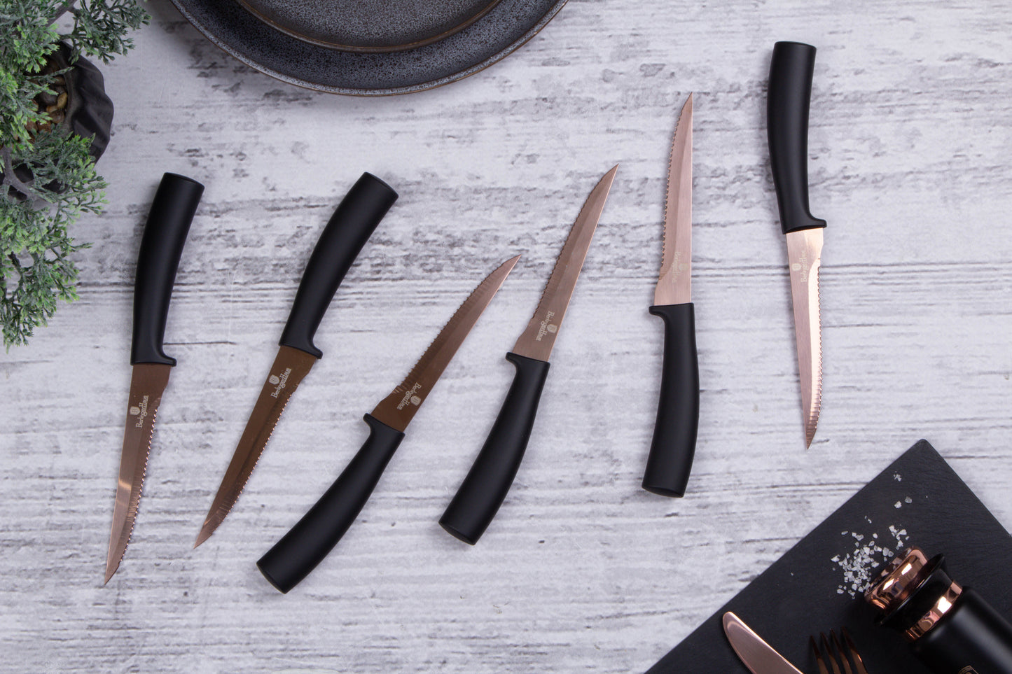 Berlinger Haus 6-Piece Stainless Steel Knife Set – Rose Gold