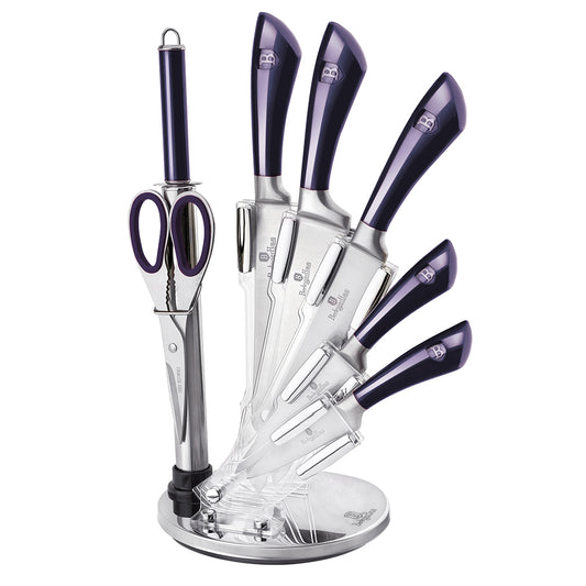 Berlinger Haus 8-Piece Knife Set with Stand- Purple