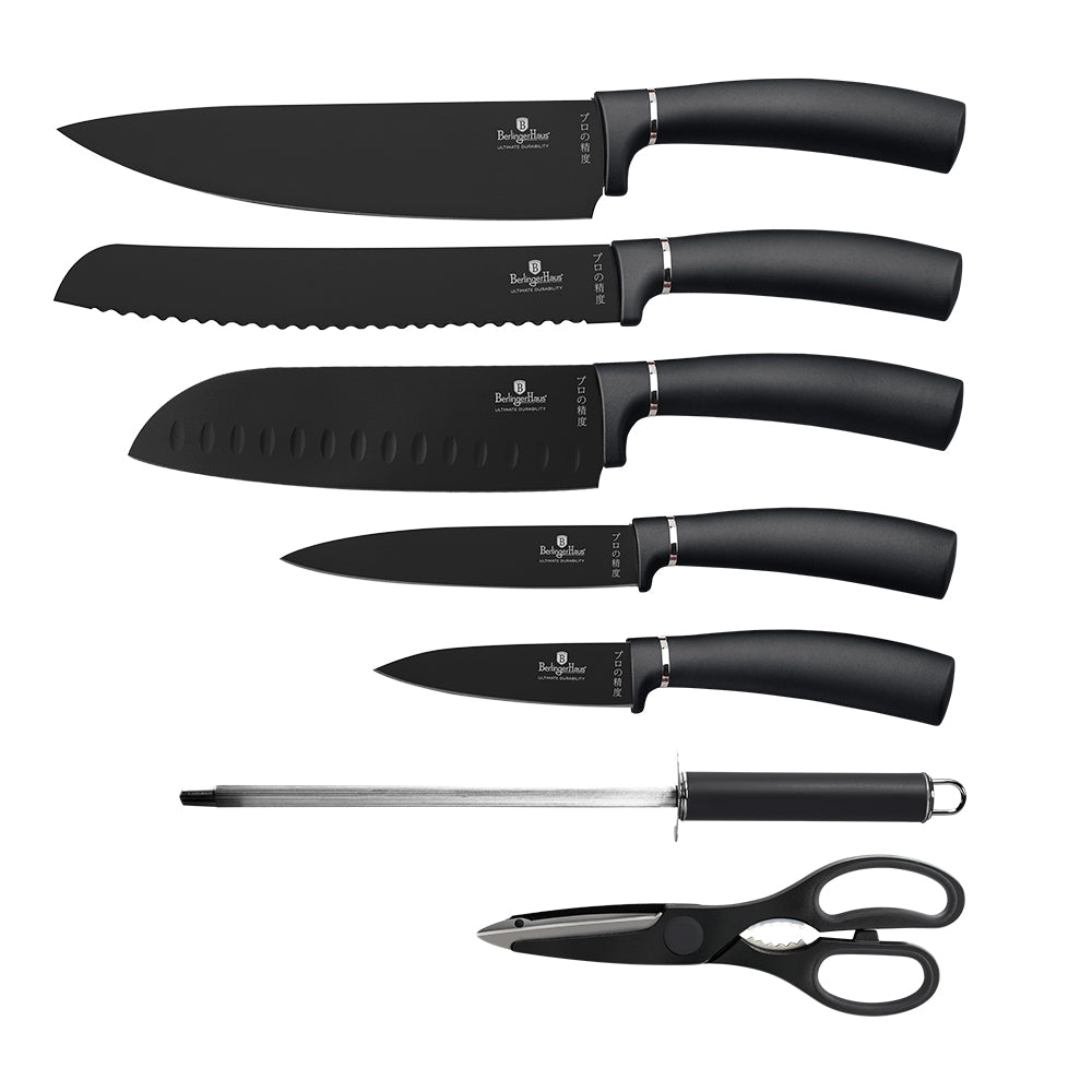 Berlinger Haus 8-Piece Knife Set with Acrylic Stand - Carbon Pro