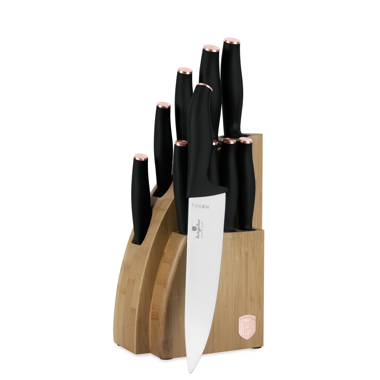 Berlinger Haus 10-Piece Knife Set with Bamboo Stand – Black Rose