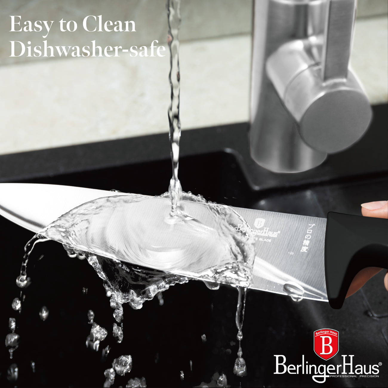 Berlinger Haus 10-Piece Knife Set with Bamboo Stand – Black Rose