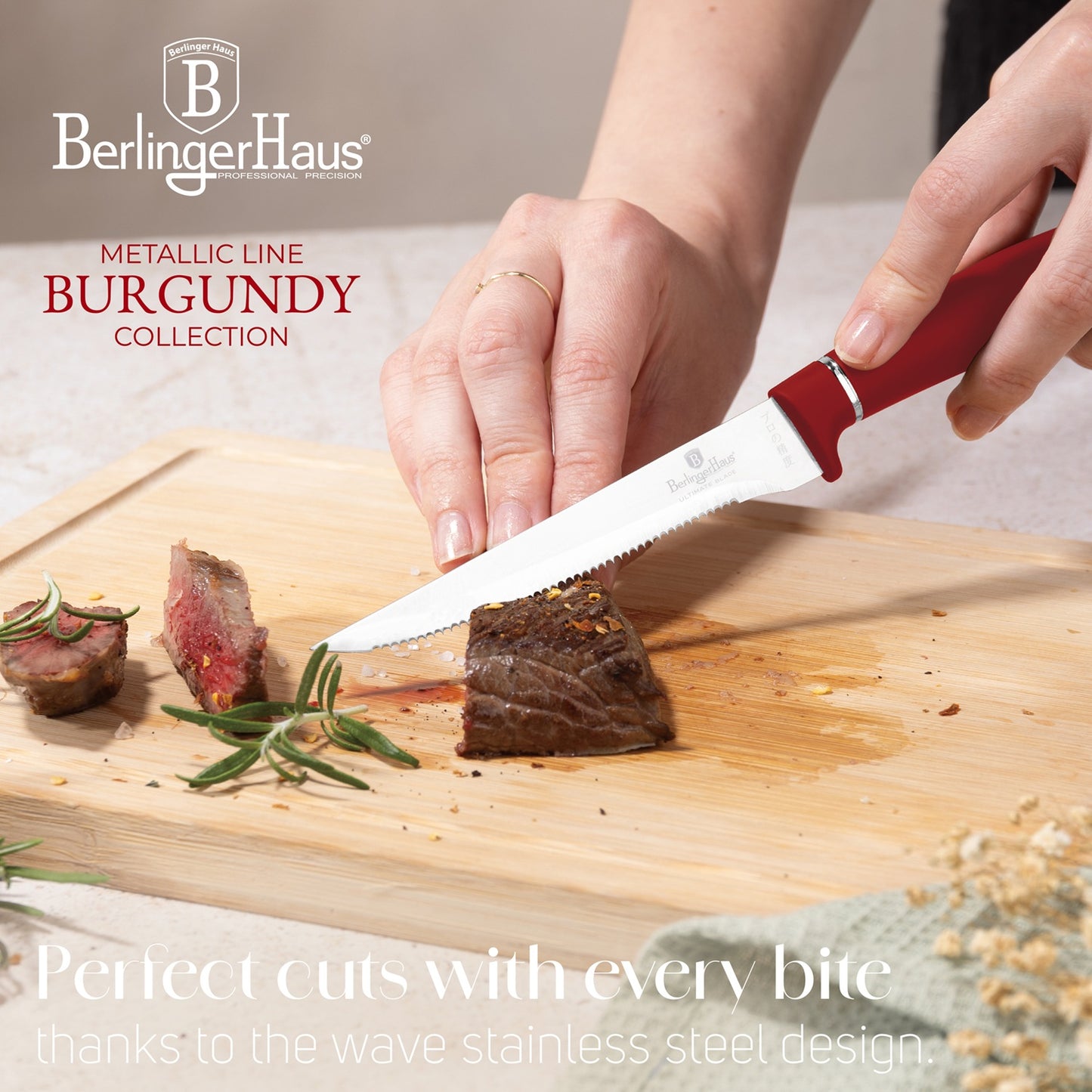 Berlinger Haus 6-Piece Steak Knife Set – Burgundy Metallic