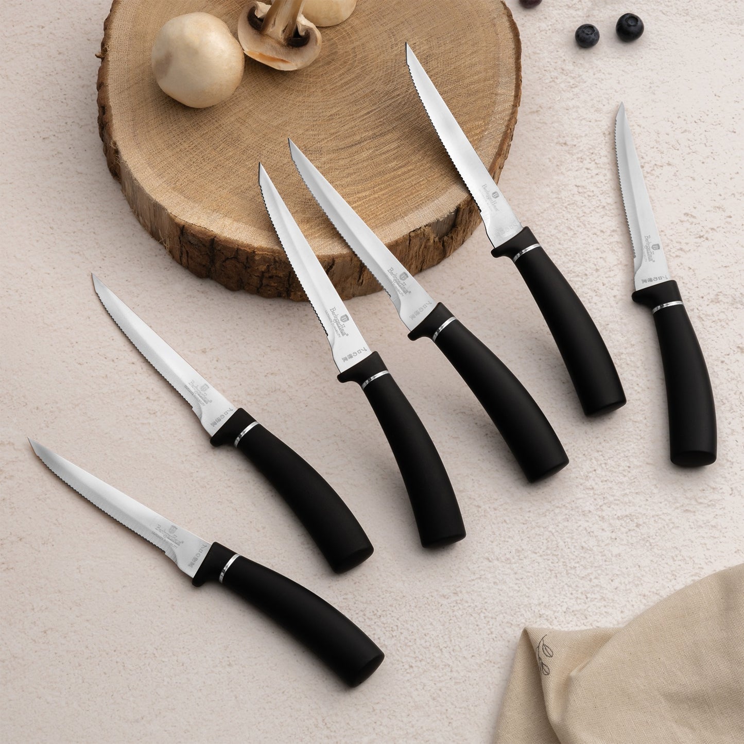Berlinger Haus 6-Piece Steak Knife Set – Black Silver