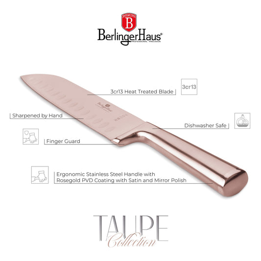 Berlinger Haus 17.5cm Stainless Steel Santoku Knife - Taupe