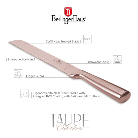 Berlinger Haus 20cm Stainless Steel Bread Knife - Taupe