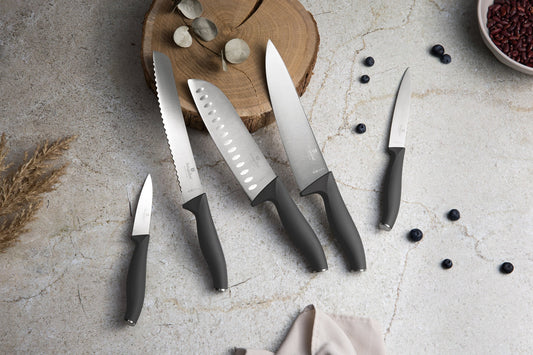 Berlinger Haus 6-Piece Knife Set with Acacia Wood Magnetic Hanger – Anthracite