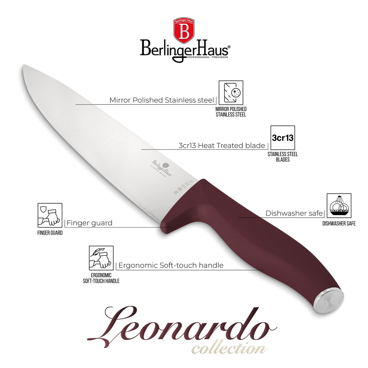 Berlinger Haus 6-Piece Stainless Steel Knife Set with Bamboo Stand – Leonardo