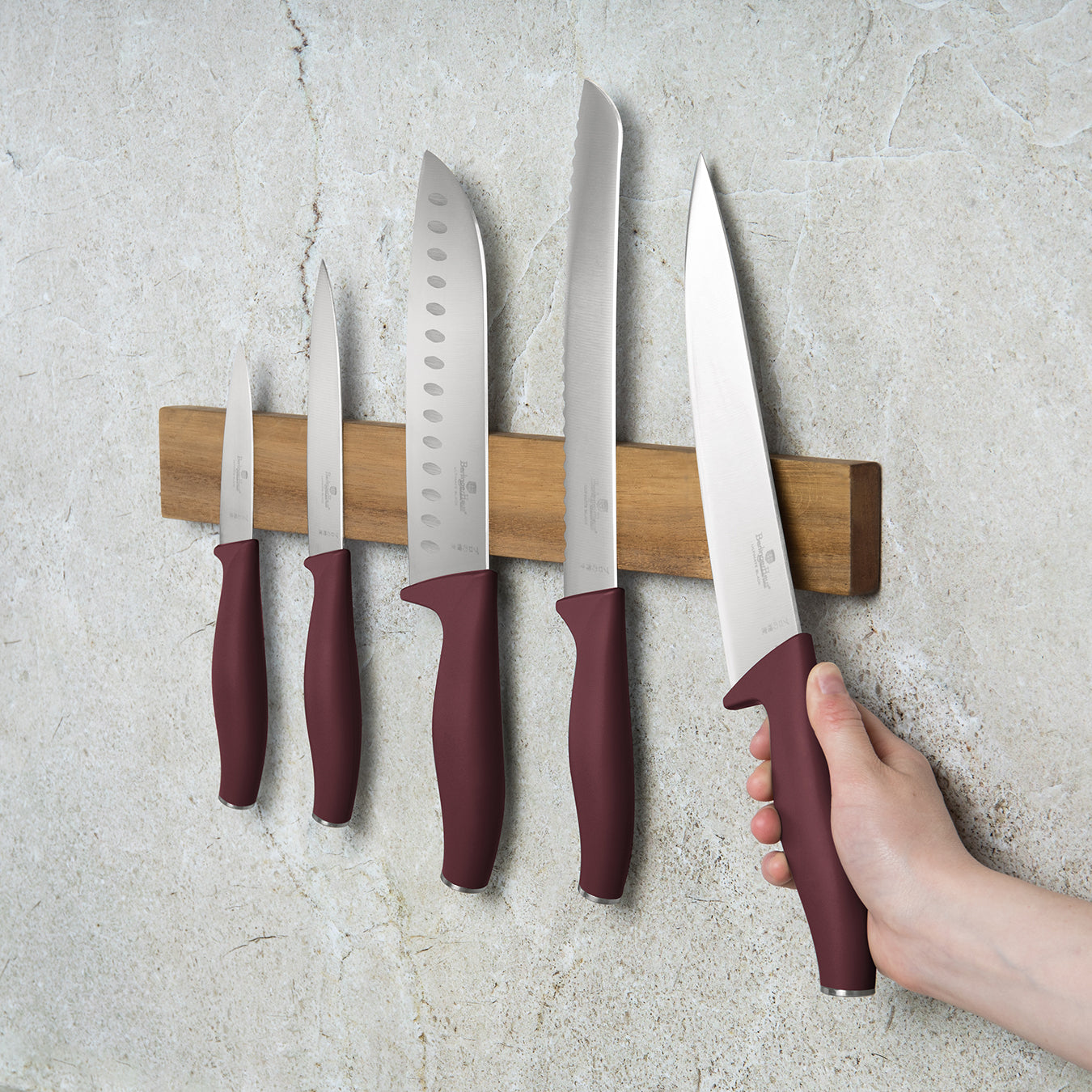 Berlinger Haus 6-Piece Stainless Steel Knife Set with Wood Magnetic Hanger – Leonardo