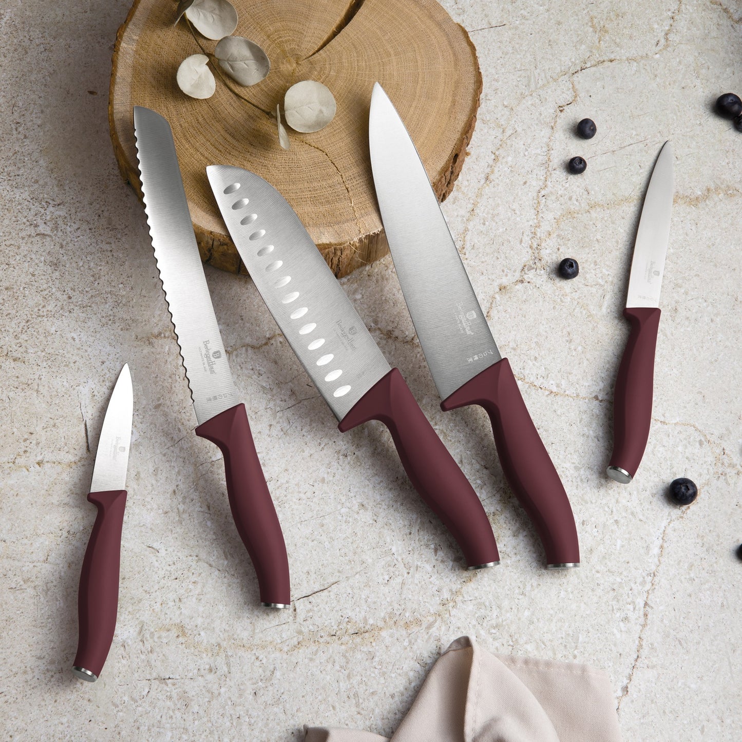 Berlinger Haus 6-Piece Stainless Steel Knife Set with Wood Magnetic Hanger – Leonardo