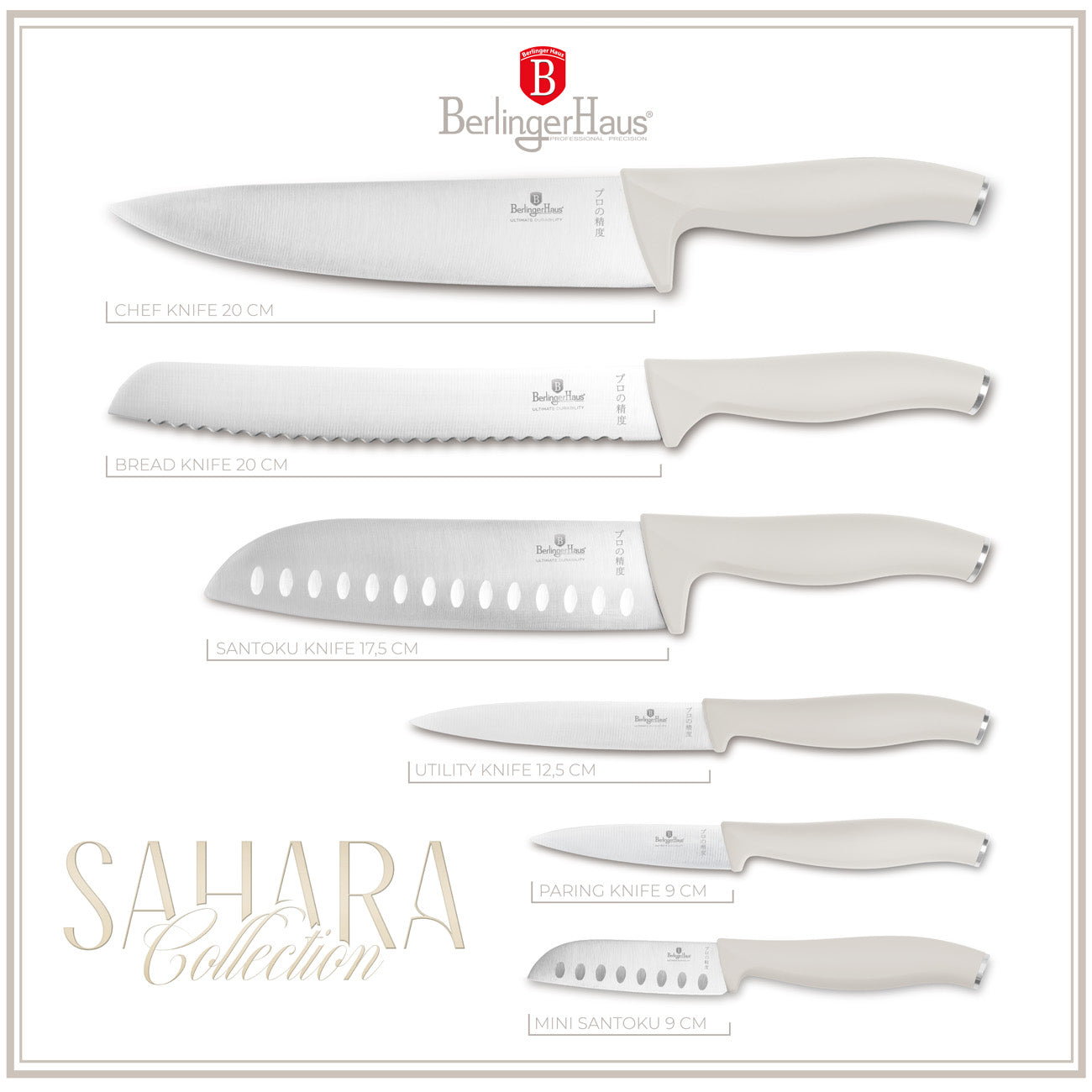 Berlinger Haus 6-Piece Stainless Steel Knife Set - Sahara