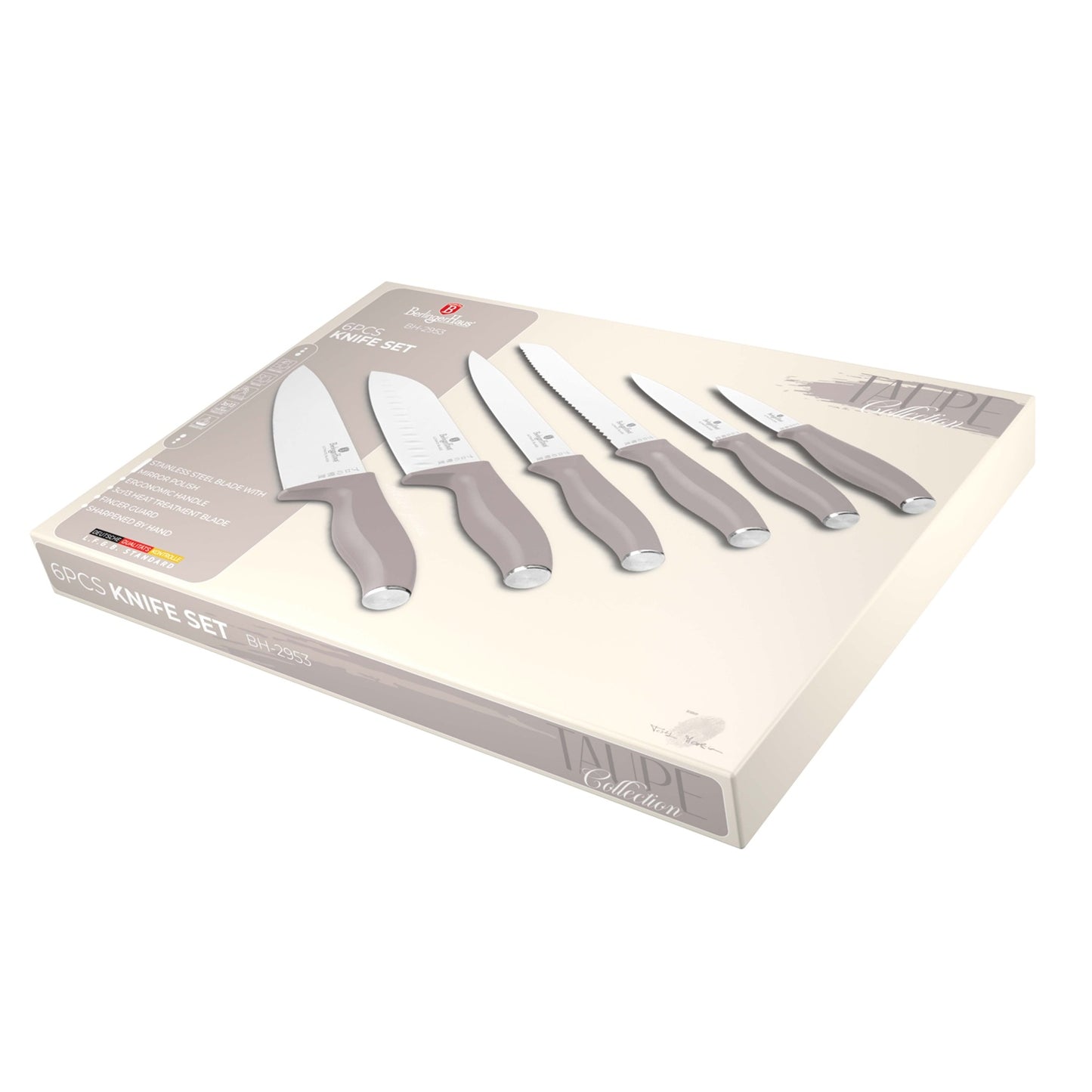 Berlinger Haus 6-Piece Stainless Steel Knife Set - Taupe