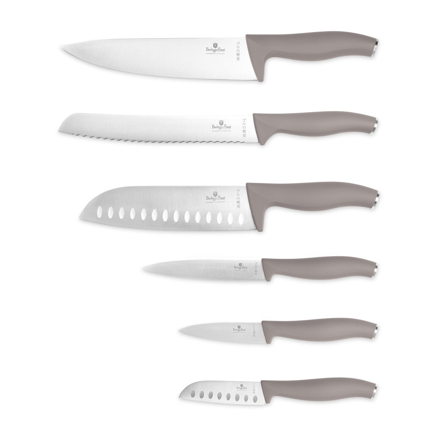 Berlinger Haus 6-Piece Stainless Steel Knife Set - Taupe