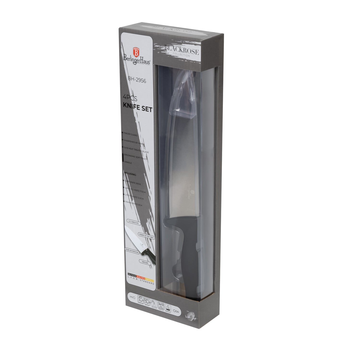 Berlinger Haus 4-Piece Stainless Steel Knife Set – Black Rose