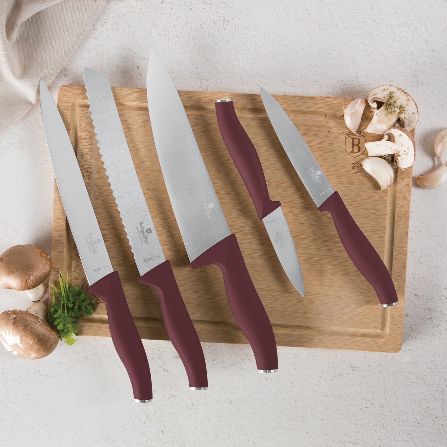 Berlinger Haus 6-Piece Stainless Steel Knife Set with Bamboo Stand – Leonardo