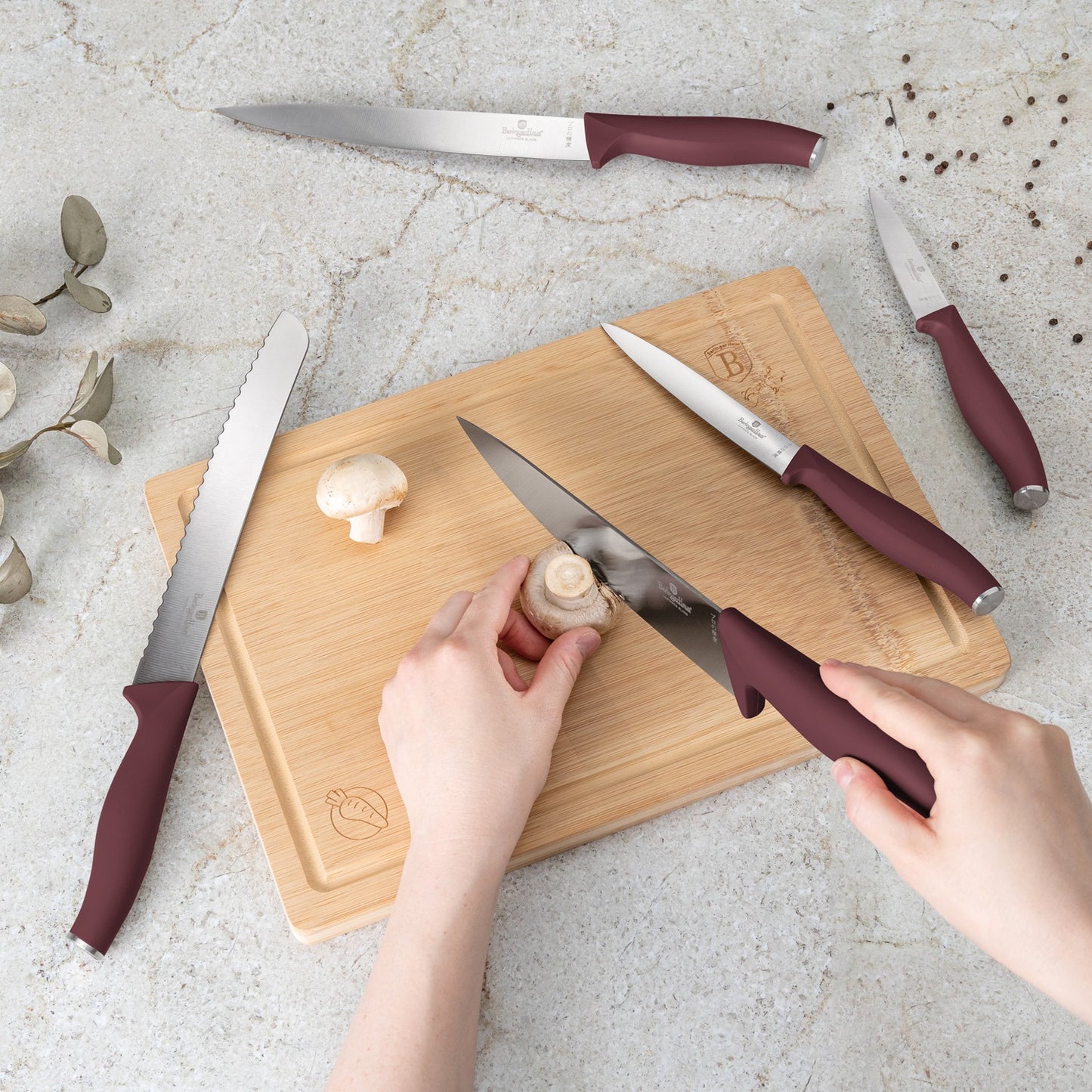 Berlinger Haus 6-Piece Stainless Steel Knife Set with Bamboo Stand – Leonardo