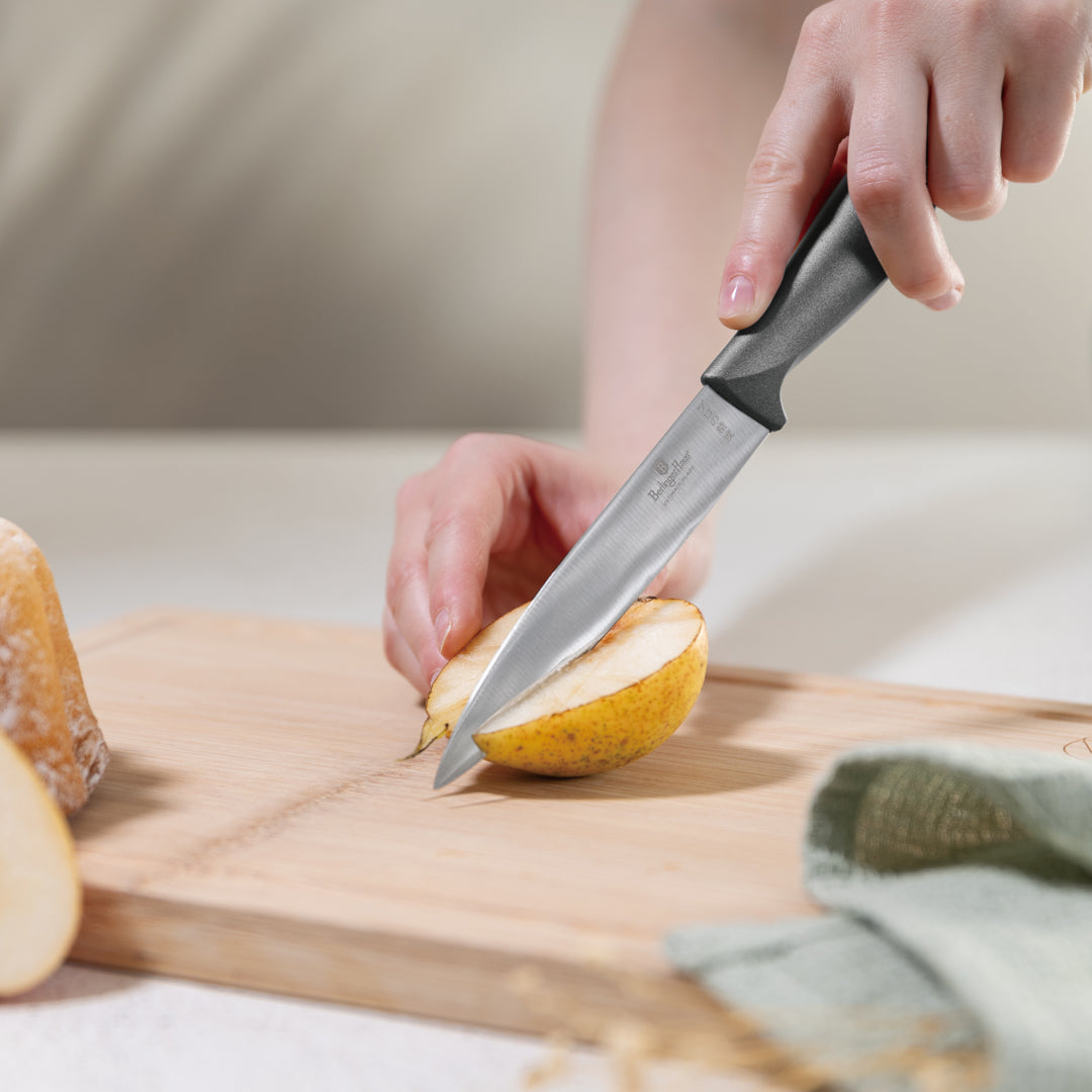 Berlinger Haus 6-Piece Stainless Steel Knife Set with Bamboo Stand – Anthracite