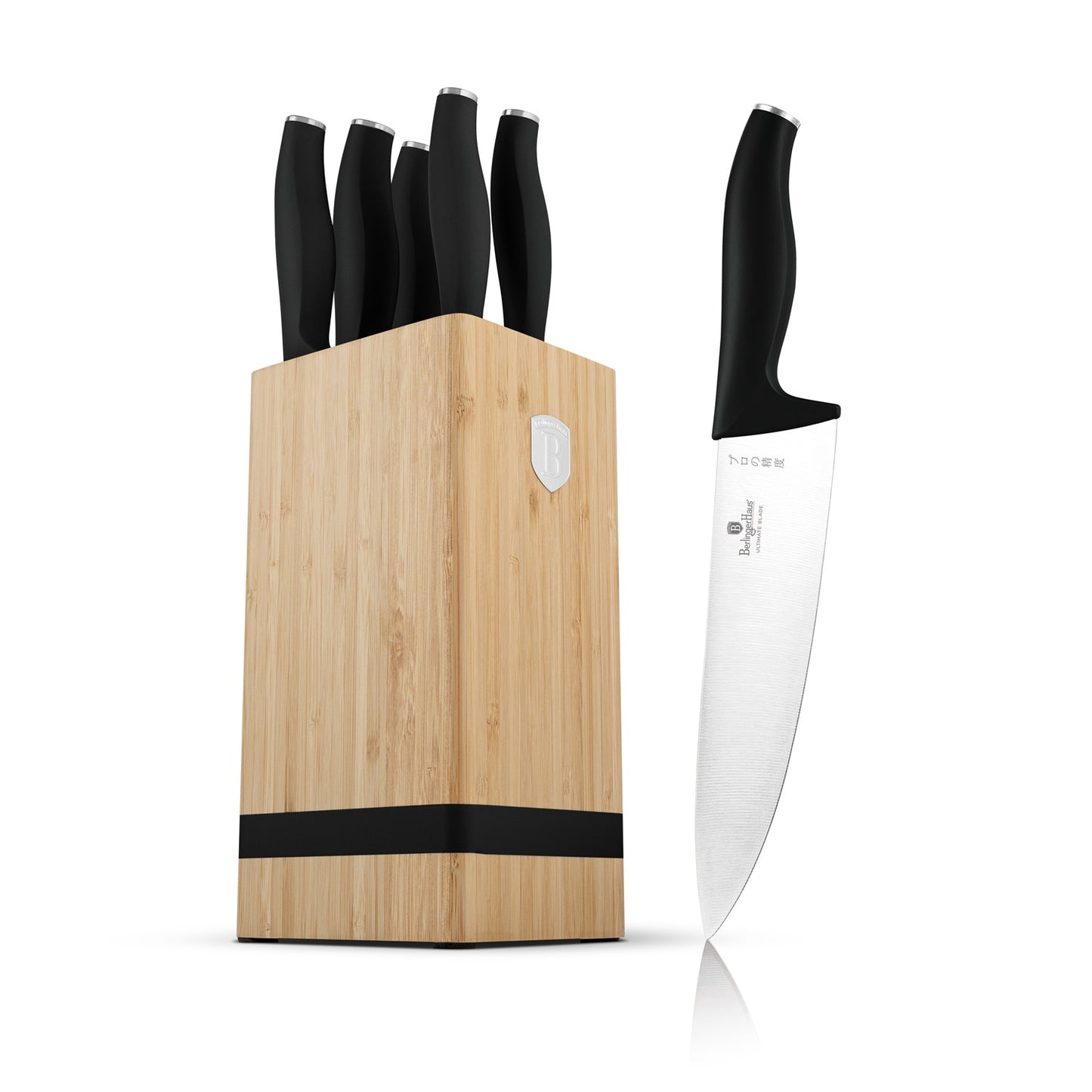 Berlinger Haus 6-Piece Knife Set with Bamboo Stand – Matt Black