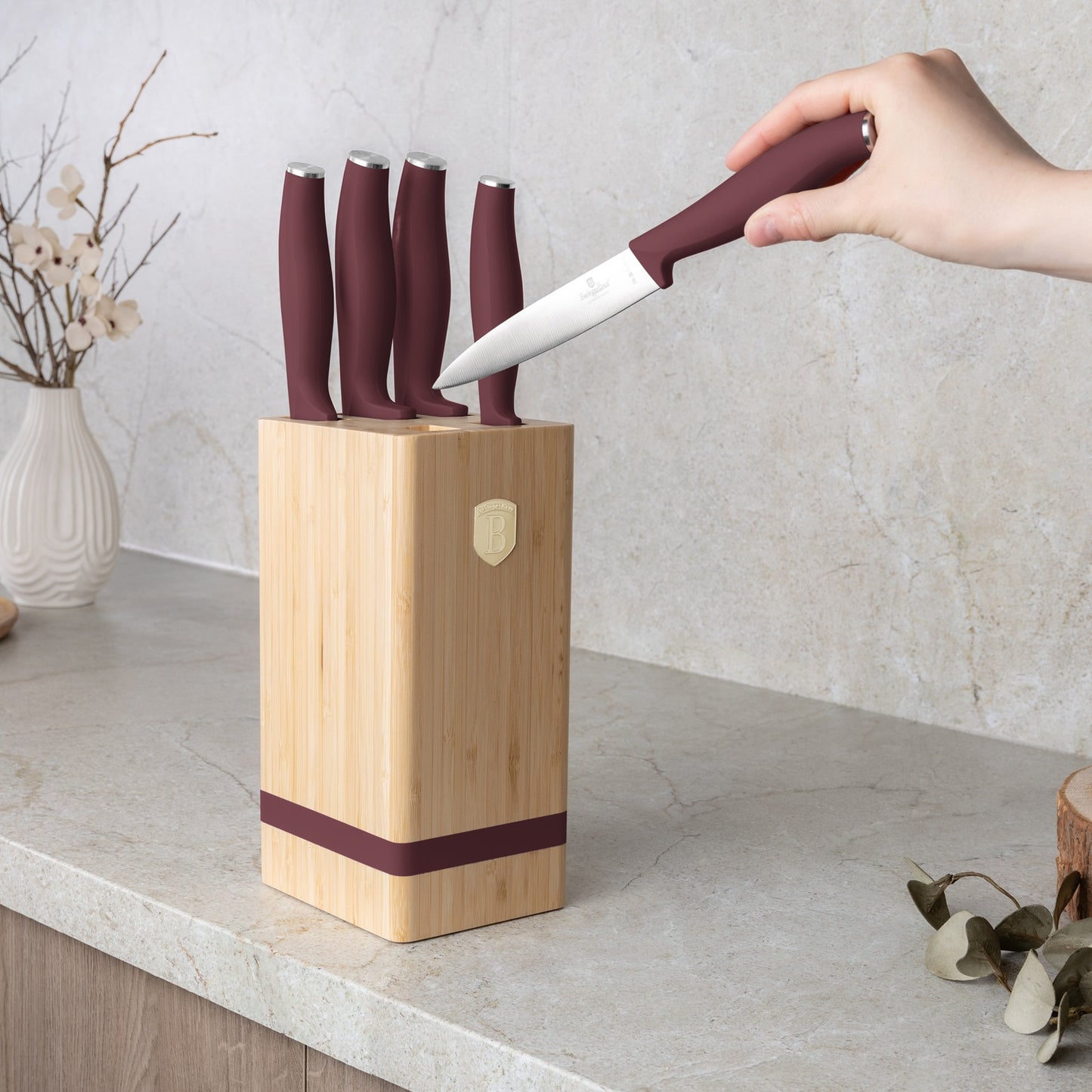 Berlinger Haus 6-Piece Stainless Steel Knife Set with Bamboo Stand – Leonardo