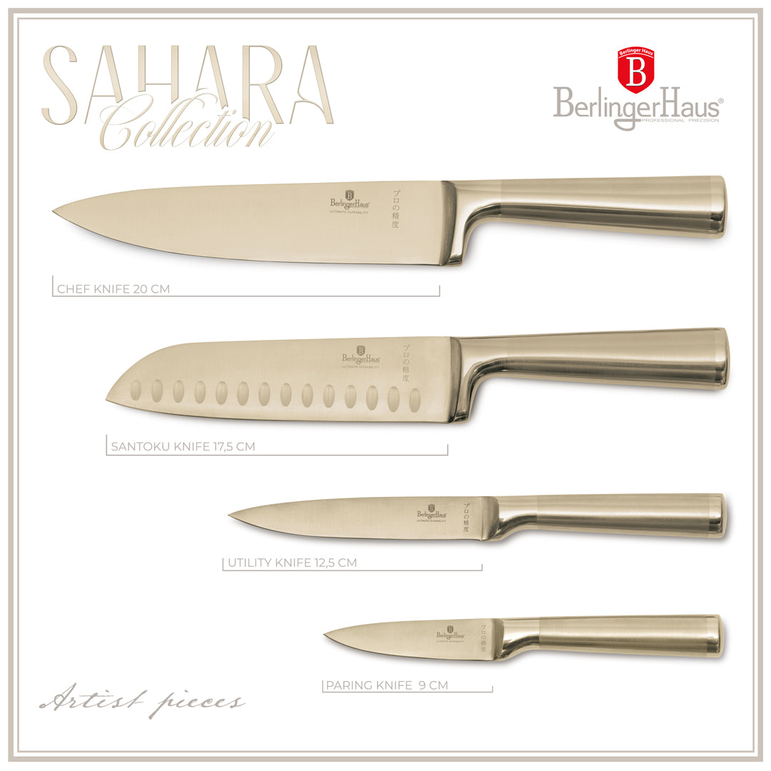 Berlinger Haus 4-Piece Stainless Steel Knife Set - Gold